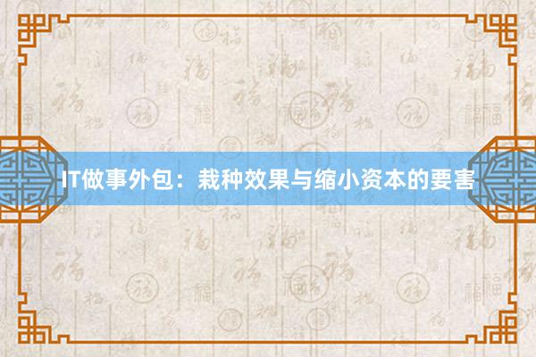 IT做事外包：栽种效果与缩小资本的要害